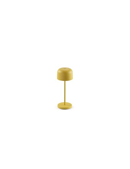 Lámpara minimalista LED exterior amarilla MAVIS, 20cm alto, portátil 2W 2700K
