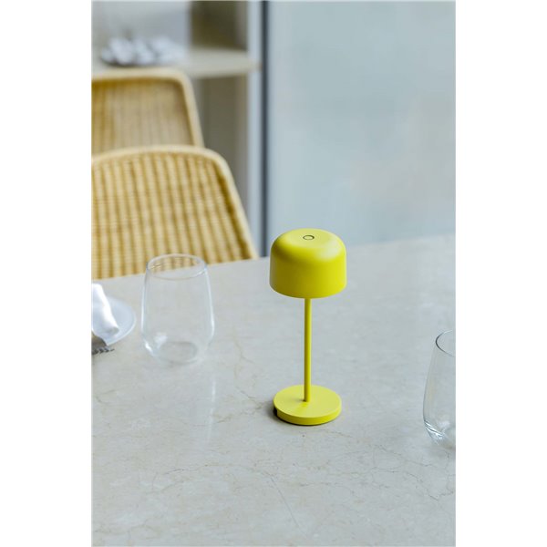 Lámpara minimalista LED exterior amarilla MAVIS, 20cm alto, portátil 2W 2700K