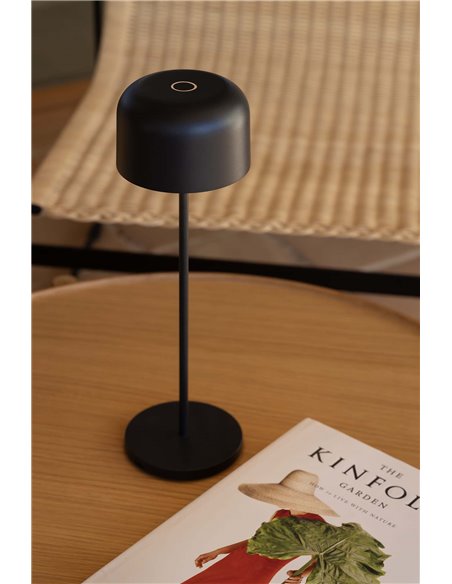 Sobremesa LED portátil negra MAVIS, 36cm alto, exterior 3W 2700K