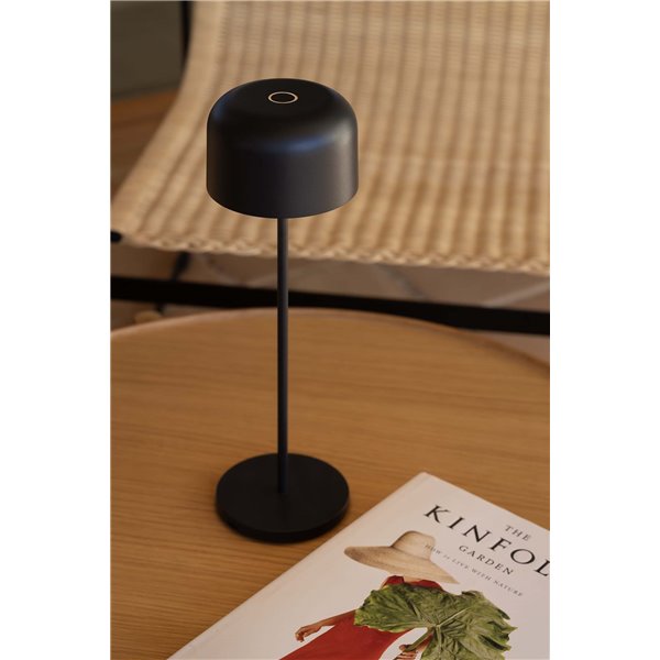 Sobremesa LED portátil negra MAVIS, 36cm alto, exterior 3W 2700K