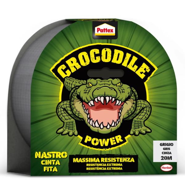 Ruban adhésif Pattex Adventure Crocodile Power Tape gris 50 mm x 20 m | Réparation multi-usages extrême