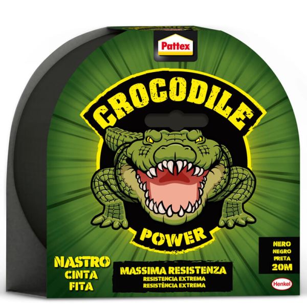 PATTEX Adventure Crocodile Power Cinta Americana Negra 50mm x 20m | Extra Gruesa y Ultra Resistente