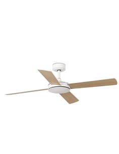 Ventilador de techo MALLORCA L con control inteligente TUYA, 40W blanco/arce mando, Ø132 cm, 4 palas