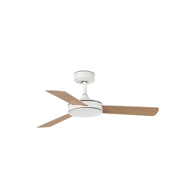 Ventilador de techo MINI MALLORCA DC 23W blanco/arce con control WIZ y mando a distancia, Ø106 cm, 3 palas