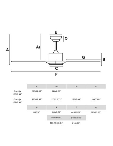 Ventoinha de teto LUZON DC branco 23W, com controle remoto inteligente TUYA, Ø132 cm, 3 pás