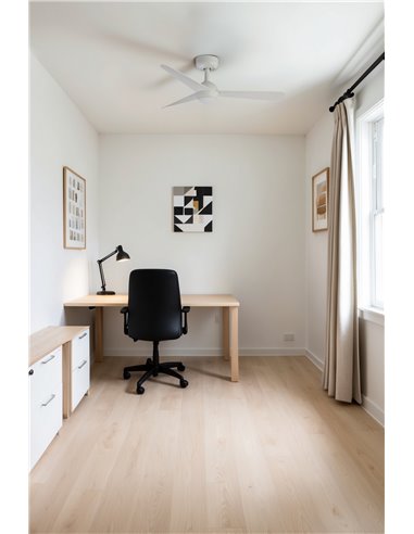 Ventilador de techo SFERA S sin luz, blanco 28W, con mando y control inteligente TUYA, Ø90 cm, 3 palas