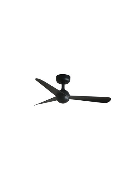 Ventilador de techo SFERA S negro 28W, sin luz, con mando y control inteligente TUYA, Ø90 cm