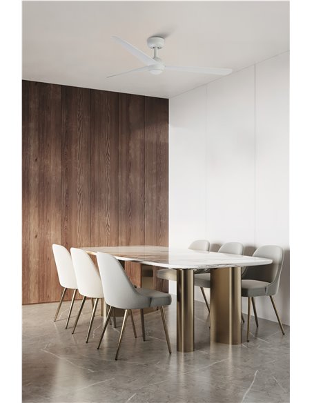 Ventilador de techo 34W SFERA M blanco, sin luz, con mando TUYA, Ø125 cm, 3 palas