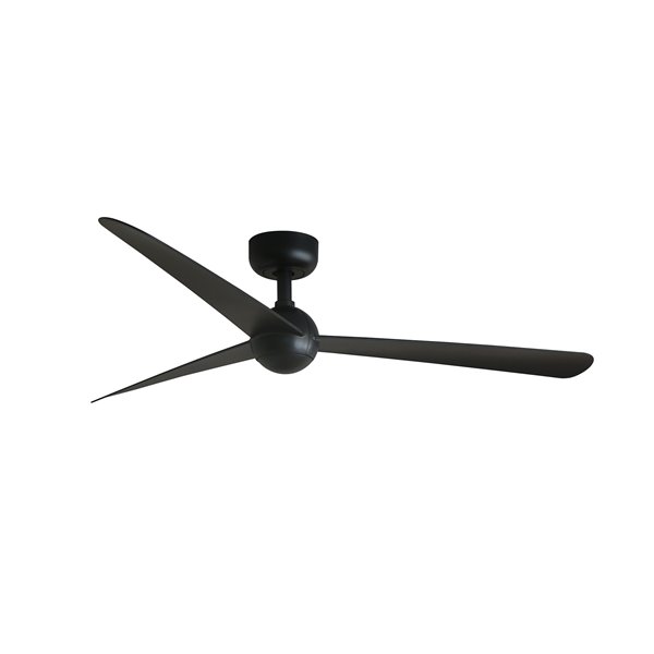 Ventilateur de plafond noir SFERA M 34W, sans lumière, avec télécommande TUYA, Ø125 cm, 3 pales