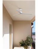 Ventilador sin luz de techo MARINE M 27W blanco, apto para exterior IP44, con mando y control TUYA, Ø125 cm, 3 palas