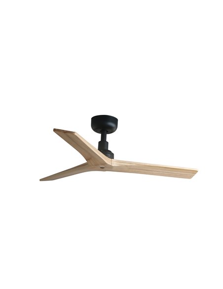 Ventoinha KLIM S preto sem luz, pás de madeira de nogueira/carvalho FSC, Ø925 mm, com controle remoto e aplicativo TUYA smart, 2