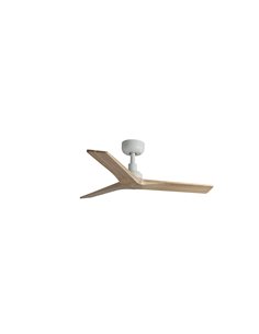 Ventilador sin luz KLIM S con mando y app TUYA, blanco con palas madera roble claro, Ø925mm, 28W