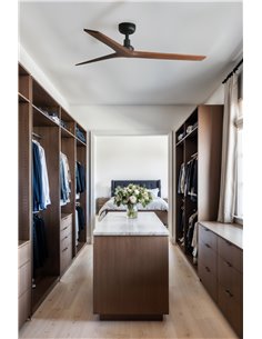 Ventilateur KLIM M noir sans lumière, pales en bois de noyer/chêne, 35W, Ø1250mm, avec télécommande et application TUYA 2