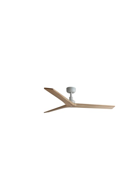 Ventilador sin luz KLIM M blanco palas madera roble claro, 35W, Ø1250mm, con mando y app TUYA