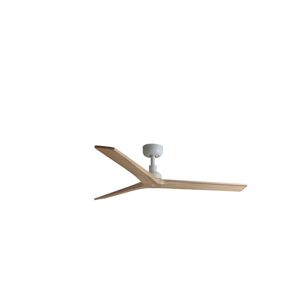 Ventilador sin luz KLIM M blanco palas madera roble claro, 35W, Ø1250mm, con mando y app TUYA