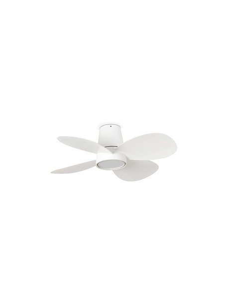 Ventilador LED de techo LED KLOVER S blanco 18W, Ø800mm con mando y luz CCT regulable, 4 palas