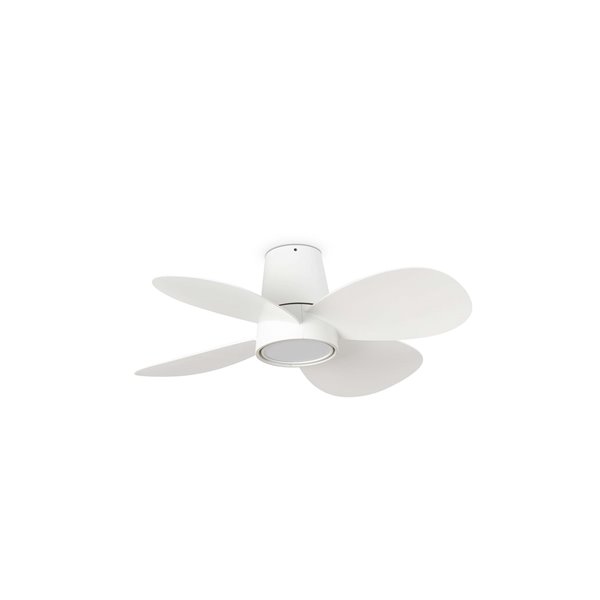Ventilador LED de techo LED KLOVER S blanco 18W, Ø800mm con mando y luz CCT regulable, 4 palas