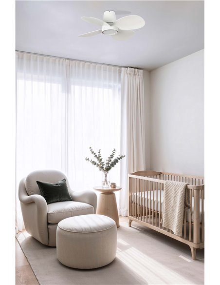 Ventoinha branco, 18W, Ø800mm, com controle remoto e luz CCT regulável, 4 pás