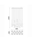 Lámpara Colgante TONIC de 14 Luces en redondo GX53 cristal multicolor H.200cm Ø60cm