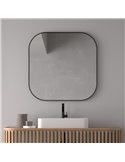 Miroir Malte non éclairé avec coins arrondis, cadre noir mat, différentes tailles