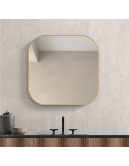 Miroir ARLES sans lumière, coins arrondis, cadre noir mat, différentes tailles