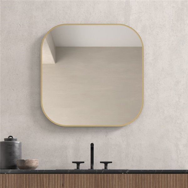 Miroir ARLES sans lumière, coins arrondis, cadre noir mat, différentes tailles
