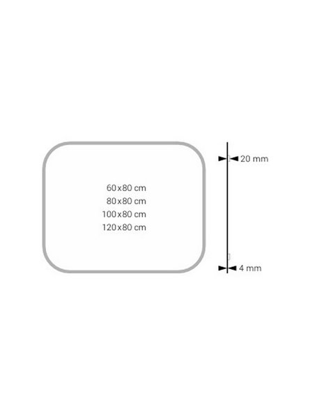 Miroir ARLES sans lumière, coins arrondis, cadre noir mat, différentes tailles