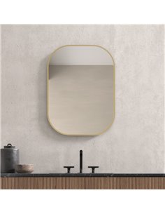 Miroir ARLES sans lumière, coins arrondis, cadre noir mat, différentes tailles