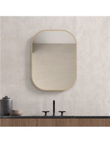 Miroir ARLES sans lumière, coins arrondis, cadre noir mat, différentes tailles