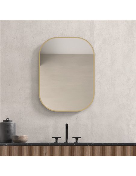 Miroir ARLES sans lumière, coins arrondis, cadre noir mat, différentes tailles