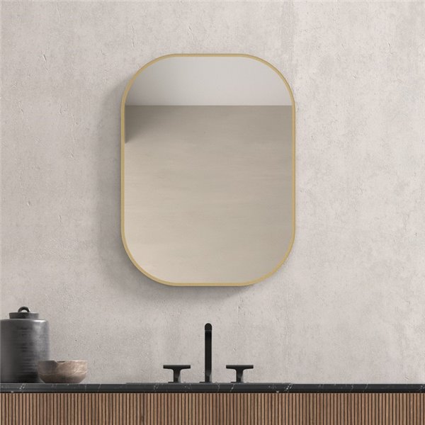 Miroir ARLES sans lumière, coins arrondis, cadre noir mat, différentes tailles