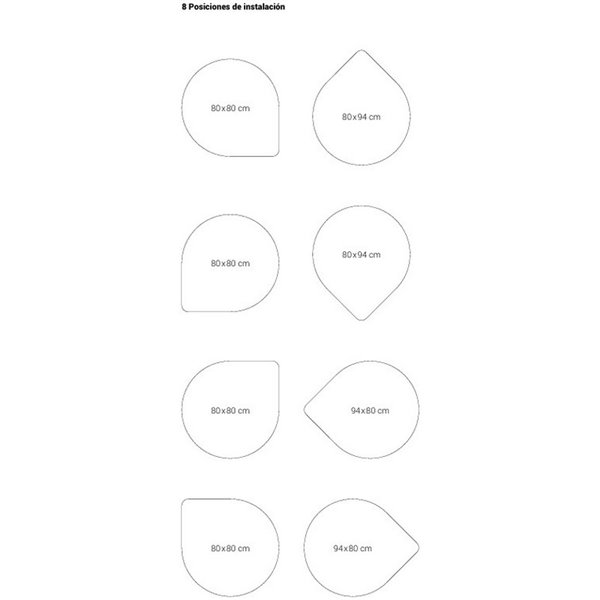 Miroir sans cadre TOMAR, 8 positions d'installation, 80 x 80 cm