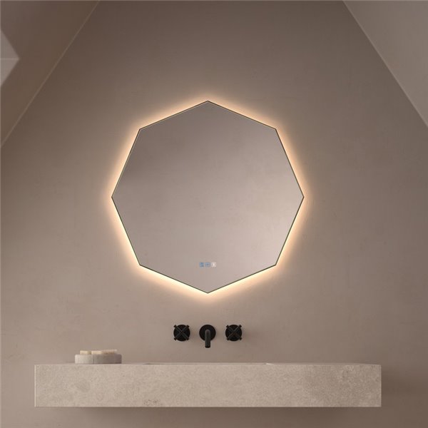 Espejo poligonal retroiluminado ALMOUROL 80x80cm Triple Touch Táctil CCT 3000K-4500K-6000K y Antivaho IP44