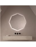 Espejo poligonal retroiluminado ALMOUROL 80x80cm Triple Touch Táctil CCT 3000K-4500K-6000K y Antivaho IP44