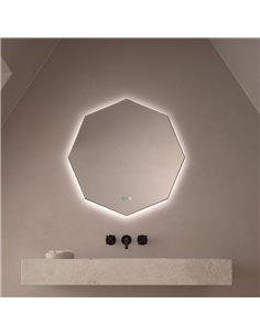 Espejo poligonal retroiluminado ALMOUROL 80x80cm Triple Touch Táctil CCT 3000K-4500K-6000K y Antivaho IP44 2