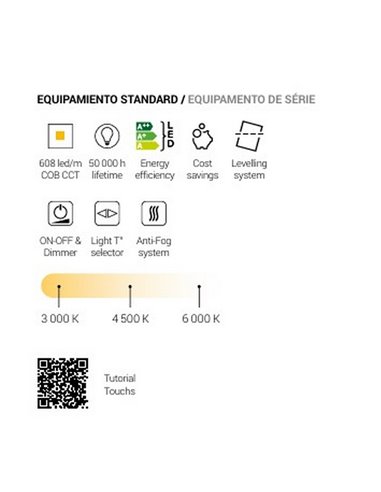 Miroir polygonal rétroéclairé tactile triple ALMOUROL 80x80 cm avec CCT 3000K-4500K-6000K et antibuée IP44