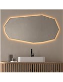 Espelho poligonal LED retroiluminado GAUDÍ para banheiros com Triple Touch CCT 3000K-4500K-6000K e antiembaçante IP44