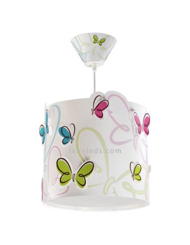 Lámpara de techo Infantil Mariposas de colores serie Butterfly rosa azul verde naranja blanca 62142 | LeonLeds