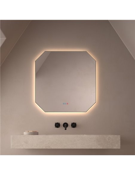 Miroir de salle de bain LED rétroéclairé IDRIA Triple Touch CCT 3000K-4500K-6000K et antibuée IP44