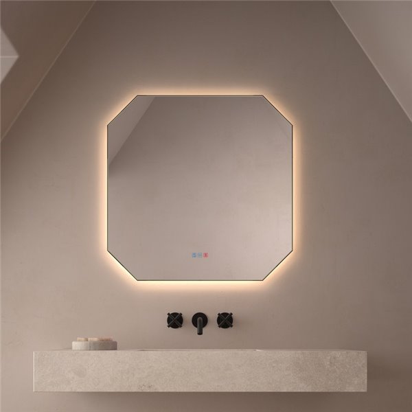 Espejo LED retroiluminado IDRIA para baño Triple Touch Táctil CCT 3000K-4500K-6000K y Antivaho IP44