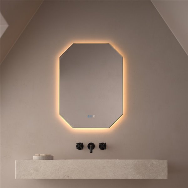 Miroir de salle de bain LED rétroéclairé IDRIA Triple Touch CCT 3000K-4500K-6000K et antibuée IP44