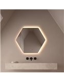 Miroir LED avec éclairage frontal et rétroéclairé, TARRAGONE, 80x70cm, Triple Touch, CCT 3000K-4500K-6000K et antibuée, IP44