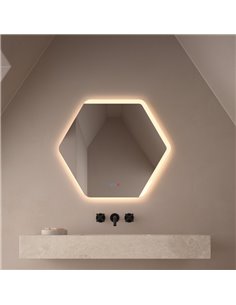 Espejo LED luz frontal y retroiluminado TARRAGONA 80x70cm Triple Touch Táctil CCT 3000K-4500K-6000K y Antivaho IP44 2
