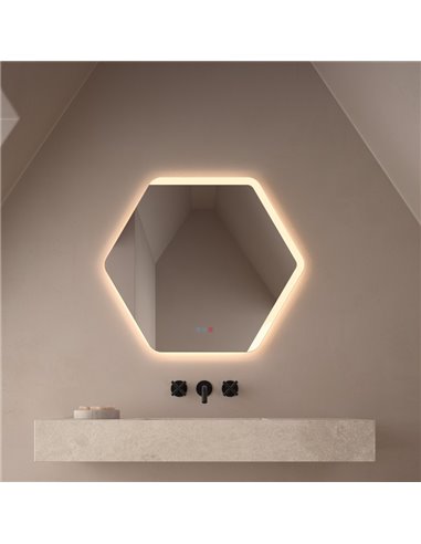 Espelho LED com luz frontal e traseira, TARRAGONA, 80x70cm, Triple Touch, CCT 3000K-4500K-6000K e antiembaçante, IP44