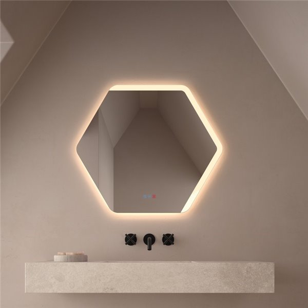 Espejo LED luz frontal y retroiluminado TARRAGONA 80x70cm Triple Touch Táctil CCT 3000K-4500K-6000K y Antivaho IP44