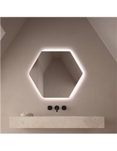 Miroir LED avec éclairage frontal et rétroéclairé, TARRAGONE, 80x70cm, Triple Touch, CCT 3000K-4500K-6000K et antibuée, IP44