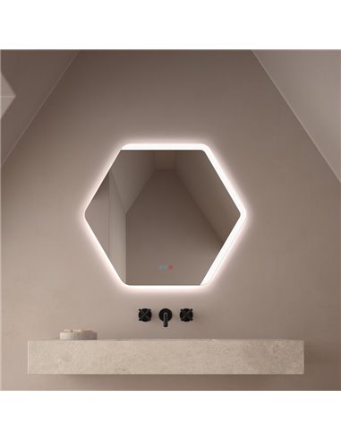 Espejo LED luz frontal y retroiluminado TARRAGONA 80x70cm Triple Touch Táctil CCT 3000K-4500K-6000K y Antivaho IP44
