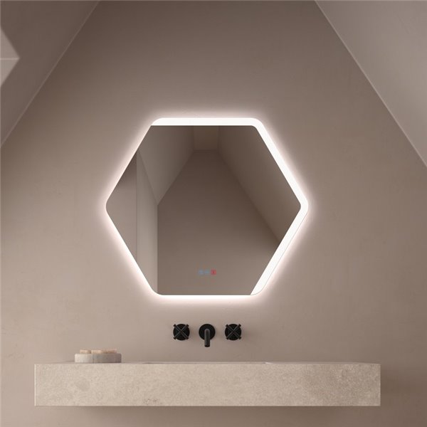 Espejo LED luz frontal y retroiluminado TARRAGONA 80x70cm Triple Touch Táctil CCT 3000K-4500K-6000K y Antivaho IP44