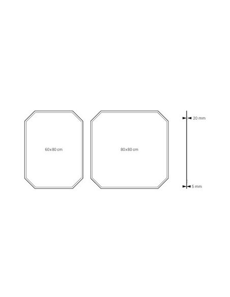 Espelho de banheiro sem iluminação SUKUR, vários tamanhos, formato poligonal