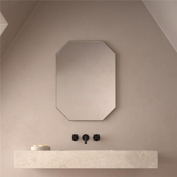 Miroir de salle de bain non éclairé SUKUR, différentes tailles, forme polygonale